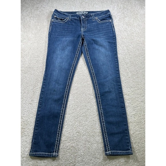 Paisley Sky Denim - Paisley Sky 12 Straight Leg Thick Stitch Pocket Flap Denim Blue Jeans Cowgirl